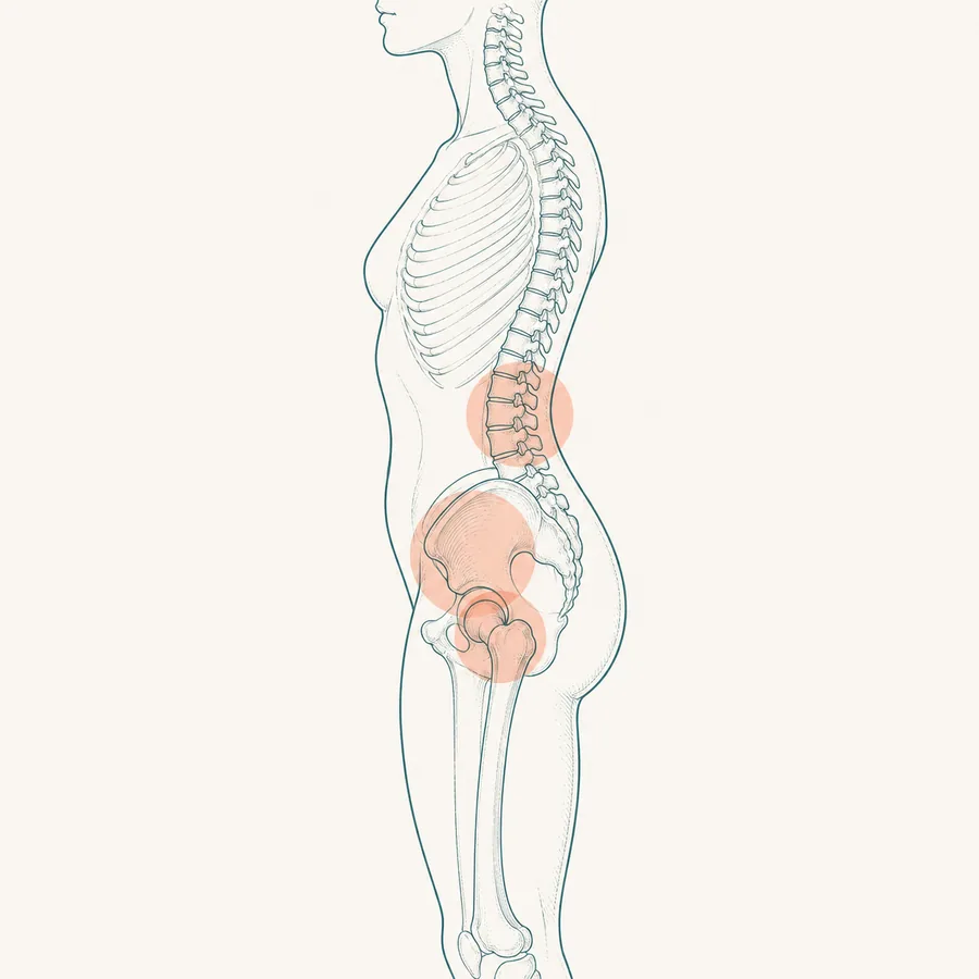 関係する体の部位を示した図